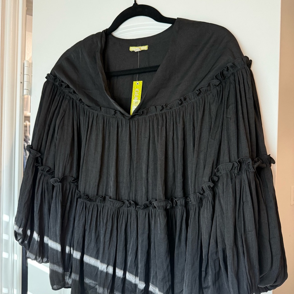 Gianni Bini Black Ruffled Blouse